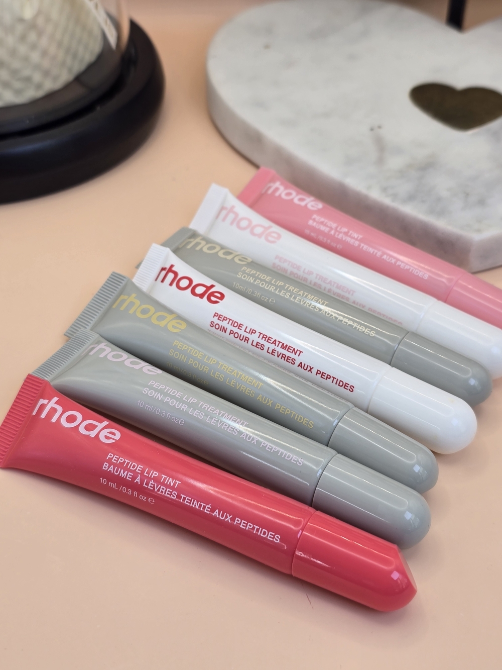 RHODE Peptide Lip Tints – Bright Pink, Blush Pink, White, Gray